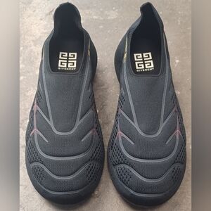 Givenchy Black Knit Slip-On Sneakers with Subtle Pink Trim